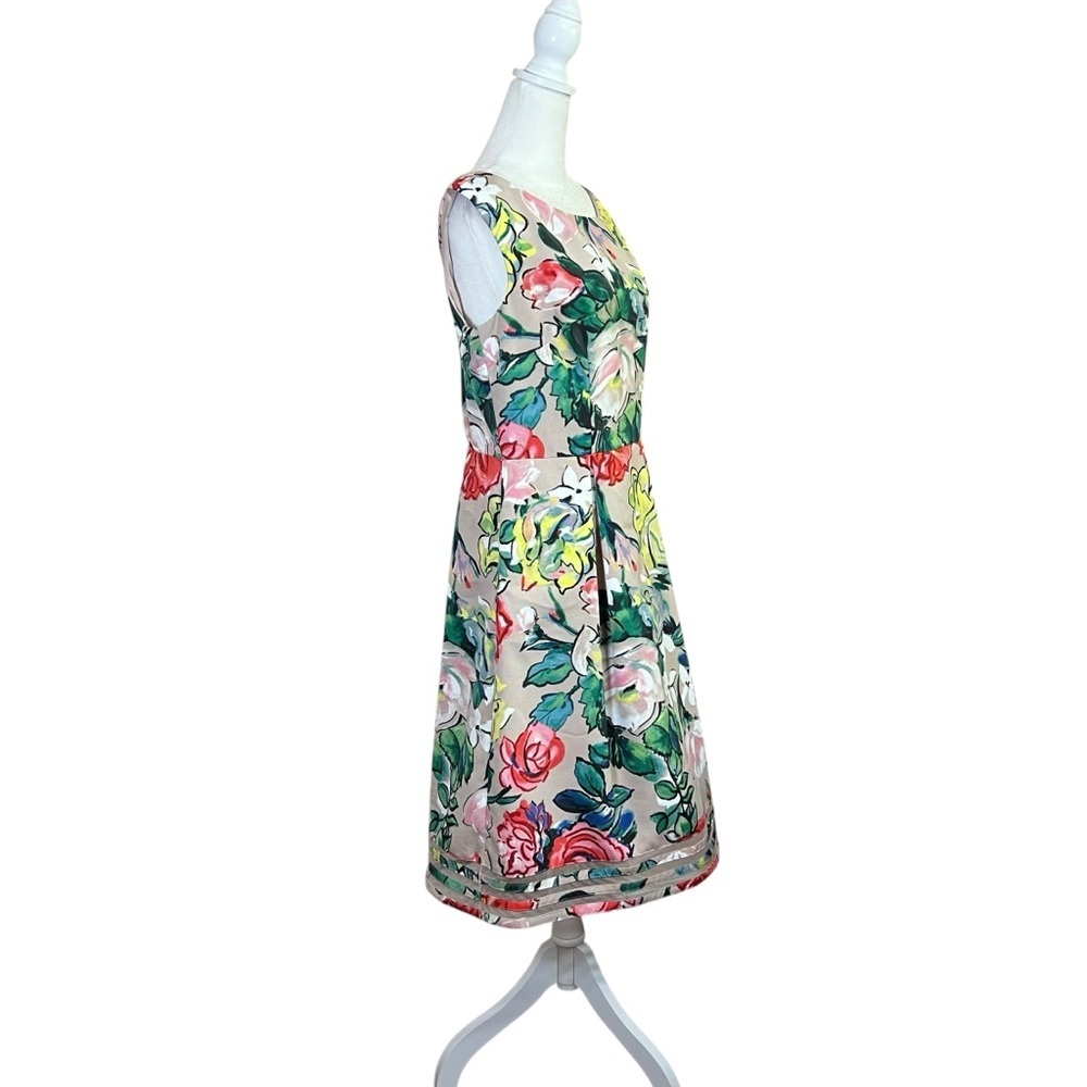Adrianna Papell Multicolor Floral Boatneck Midi Dress - Picture 16 of 16